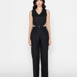 Contemponari Linen Slim-Fit Sleeveless Waistcoat-picture-41
