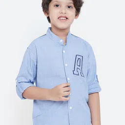 KIDKLO Boys Blue Regular Fit Embroidered Casual Shirt-picture-22