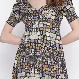 VYMO Abstract Printed Fit & Flare Mini Dress-picture-34