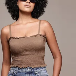 Roadster Smocked Crepe Fitted Crop Top-picture-23