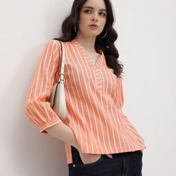 R.Code by The Roadster Life Co. Striped V-neck Cotton Top-picture-47