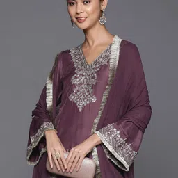 Varanga Ethnic Motifs Embroidered Regular Kurta with Trousers & With Dupatta image 1