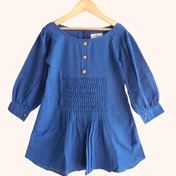 Peekaaboo Kids Girls Puff Sleeve Cotton Fit & Flare Dress-picture-27