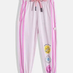 Happy Faces Girls Conversational Print Pure Cotton Joggers-picture-12