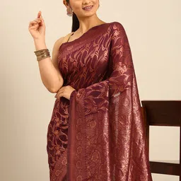 SANGAM PRINTS Floral Woven Design Saree-image-34