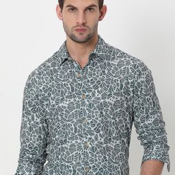 Mufti Slim Fit Abstract Printed Pure Cotton Casual Shirt-picture-16