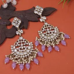 I Jewels Gold-Plated Kundan Studded Contemporary Chandbali-picture-47