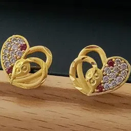 niva fashion Gold-Plated Stones Studded Heart Shaped Studs-picture-43