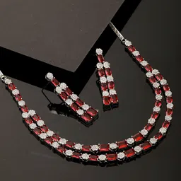 Saraf RS Jewellery Rhodium-Plated AD-Studded Jewellery Set-picture-58