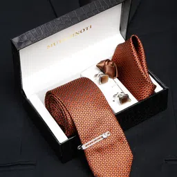 MUTAQINOTI Men Floral Silk Necktie Accessory Gift Set-image-42