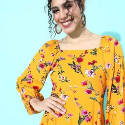 Berrylush Women Yellow Floral Maxi Dress-picture-29