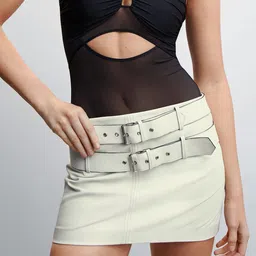 MANGO Buckles Detail Low-Waist Leather Straight Mini Skirt-picture-49