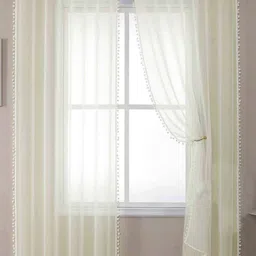 URBAN SPACE Cream-Coloured Set of 2 Long Door Curtain-picture-10
