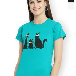 Fabflee Women Multicoloured 3 Printed Applique T-shirt-picture-35