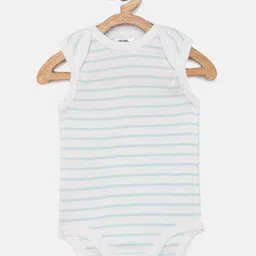 Eimoie Girls White & Blue Striped Pure Cotton Bodysuit-image-14