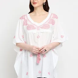 Indiankala4u Women Pink Embroidered Chikankari Katan Top-picture-39