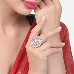 Zaveri Pearls Rose Gold-Plated CZ Studded Finger Ring-picture-35