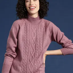 Mast & Harbour High Neck Cable Knit Longline Pullover-picture-20