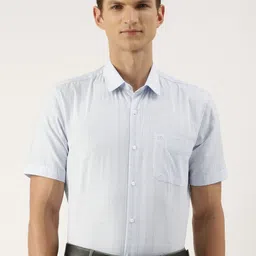 Peter England Slim Fit Windowpane Checks Formal Shirt-image-98