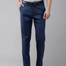 Van Heusen Men Self-Checked Slim Fit Formal Trousers-picture-33