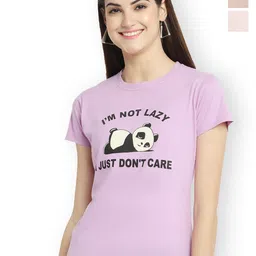 Fabflee Women Multicoloured 3 Printed V-Neck T-shirt-picture-15