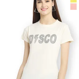 Fabflee Women Multicoloured 3 Printed V-Neck T-shirt-picture-33