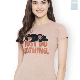 Fabflee Women Multicoloured 3 Printed V-Neck T-shirt-image-40