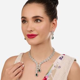 Zaveri Pearls Silver-Plated AD-Studded Jewellery Set-picture-30
