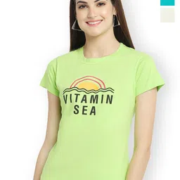 Fabflee Women Multicoloured 3 Printed V-Neck T-shirt-picture-15