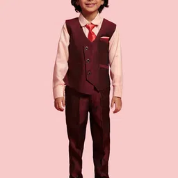 Aj DEZInES Boys 4 Pcs Cotton Regular Fit Formal Suit Set-picture-36