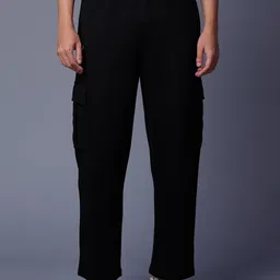 GO DEVIL Men Relaxed Loose Fit Mid-Rise Cotton Cargos Trousers-picture-19
