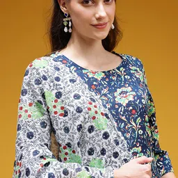 HERE&NOW Floral Printed Kurta with Trousers & Dupatta image 5