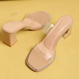 DressBerry Embellished PU Block Peep Toes image 2