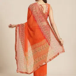 Saree mall Orange & Red Printed Bandhani Saree image 5