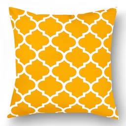 SEJ by Nisha Gupta Yellow Single Printed 16'' x 16'' Square Cushion Cover image 3
