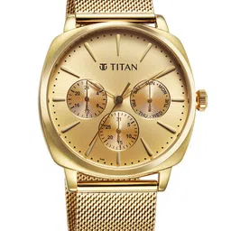 Titan Men Classique Champagne Stainless Steel Multi Function Watch-90189YM02 image 2