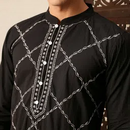 House of Pataudi Embroidered Pure Cotton Jashn Kurta image 4