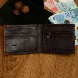 LOUIS STITCH Men Brown Leather Two Fold Wallet image 2