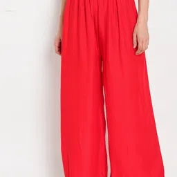 TAG 7 Women Pack of 2 Black & Red Solid Flared Palazzos image 3