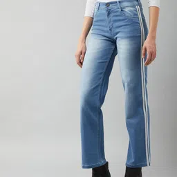 DOLCE CRUDO Blue Wide Leg Stretchable Jeans-picture-11