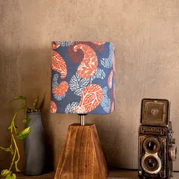 green girgit Blue & Orange Paisley Printed Pyramid Table Lamp image 2