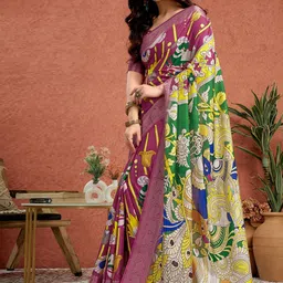 Sangria Printed Tussar Saree image 4