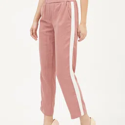 Harpa Women Pink Smart Solid Regular Trousers image 5