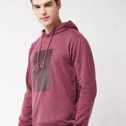 GRITSTONES Men Printed Fleece Hooded Sweatshirt image 5