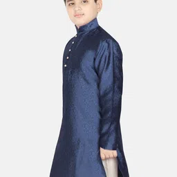SG YUVRAJ Boys Navy Blue Printed Straight Kurta image 5