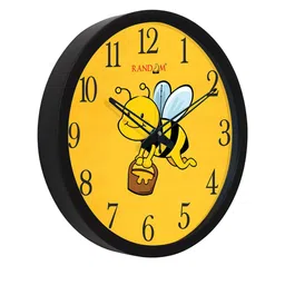 RANDOM Black & Yellow Printed Round Analogue Wall Clock image 3
