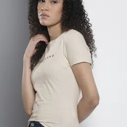 Tommy Hilfiger Brand Logo Embroidered Pure Cotton Slim Fit T-shirt image 4