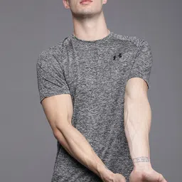 UNDER ARMOUR Men Black Anti Odour UA Tech 2.0 Loose T-shirt image 3