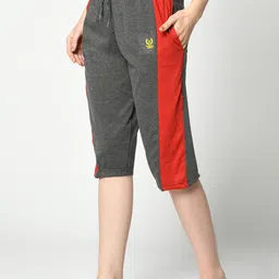 mack jonney VIMAL JONNEY Women Grey & Red Colourblocked Lounge Shorts image 5
