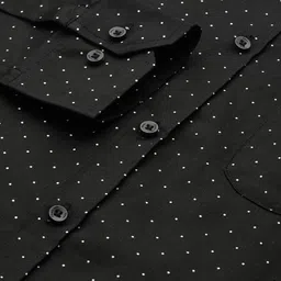 DENNISON Men Black Smart Polka Dots Printed Formal Shirt image 5